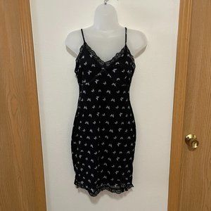 Black Slip Dress with Purple Butterflies (Small)